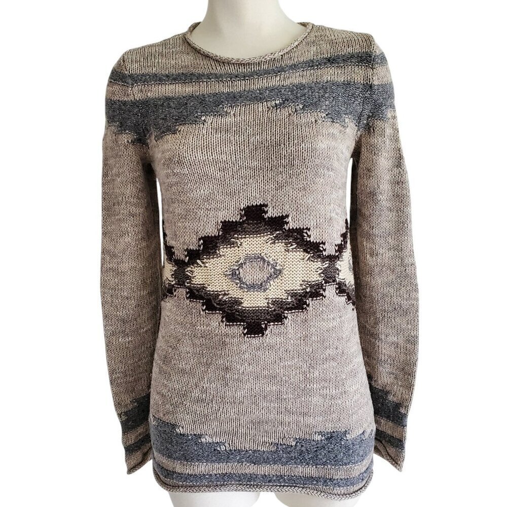 LRL Vintage Aztec Southwestern Pattern Cotton Blend Sweater Size S